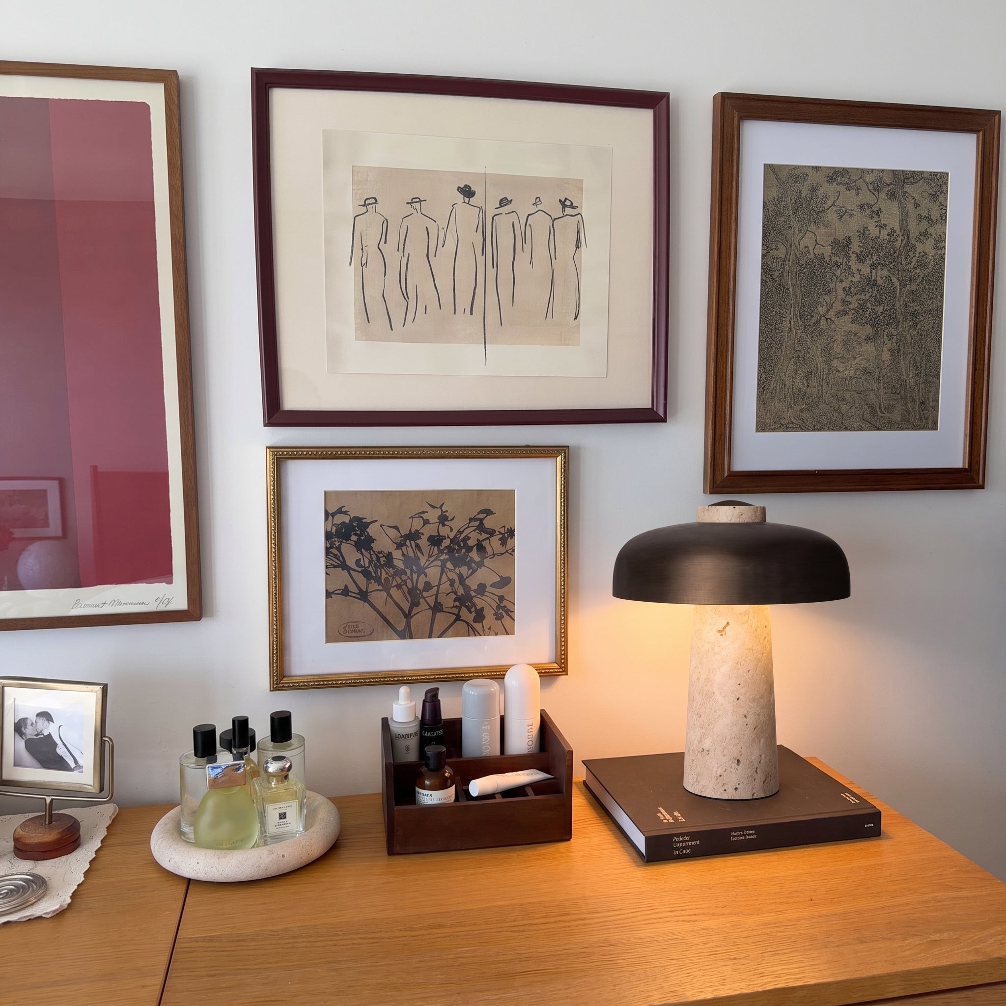Lampe de table design en travertin