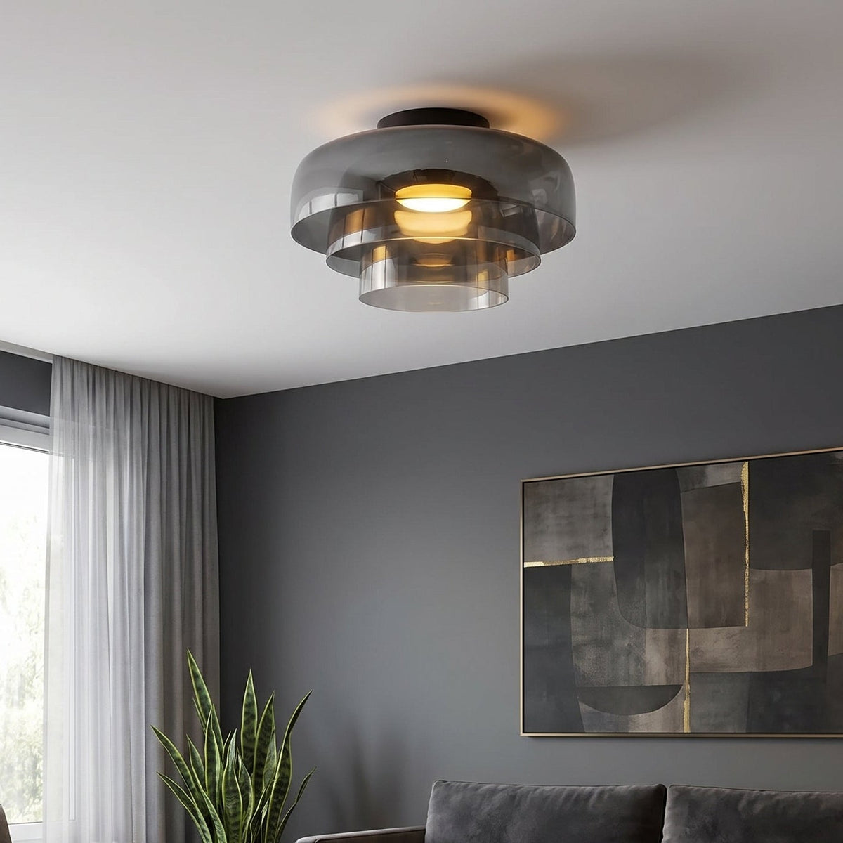 Plafonnier nordique Bauhaus en verre superposé