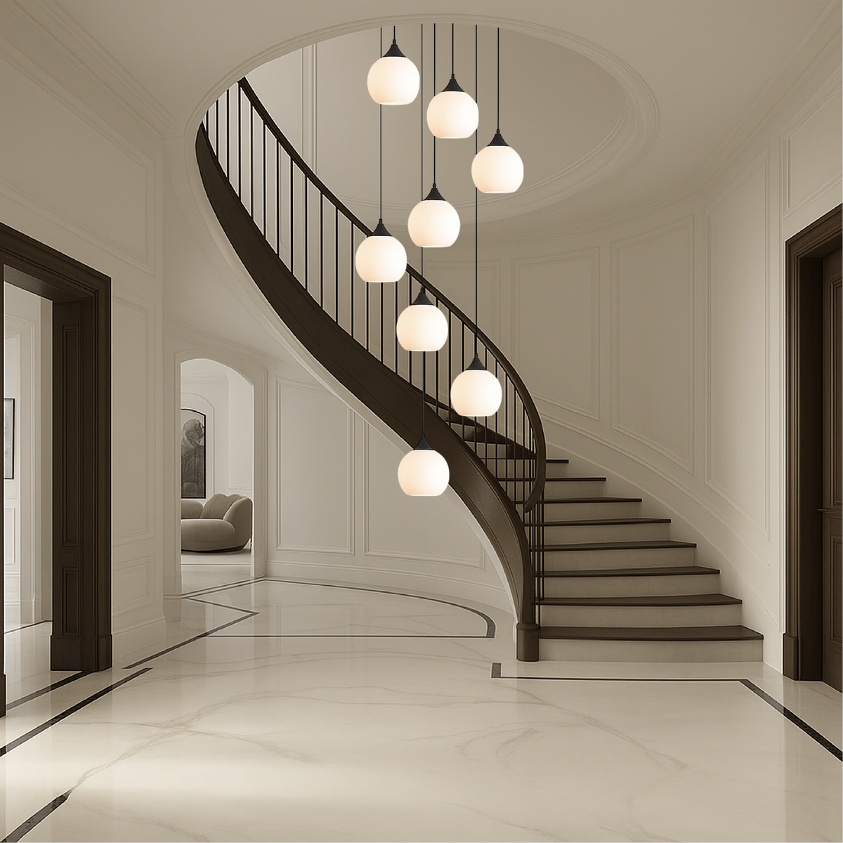 Lustre d’escalier Gade pour villa