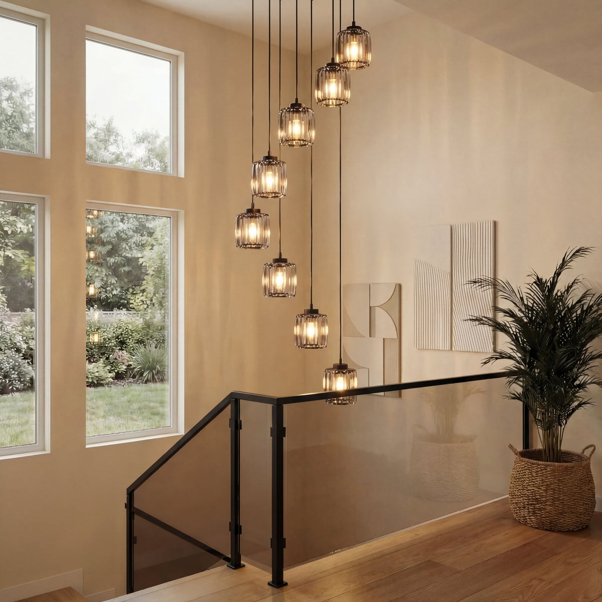 Lustre d’escalier Ida en cristal