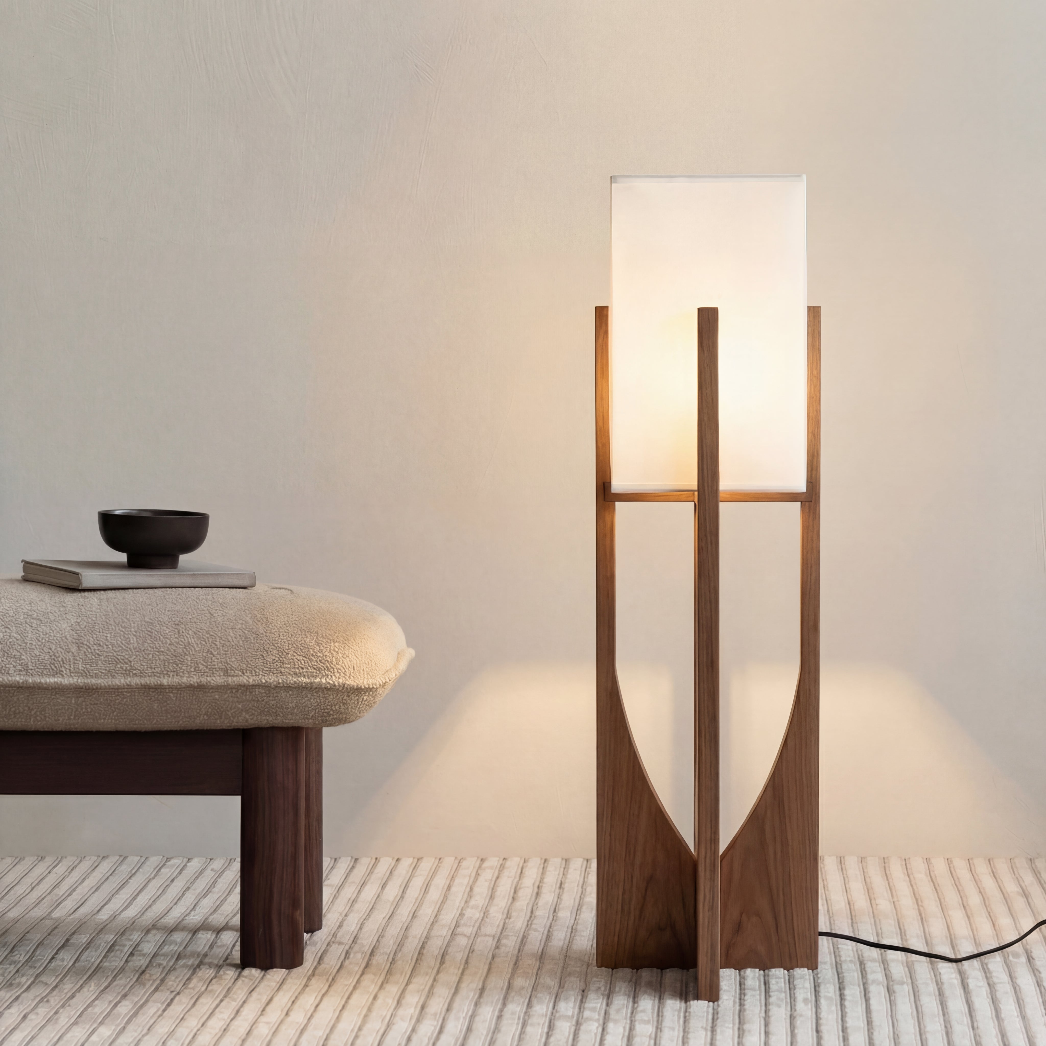 Lampadaire japonais de style Wabi-Sabi