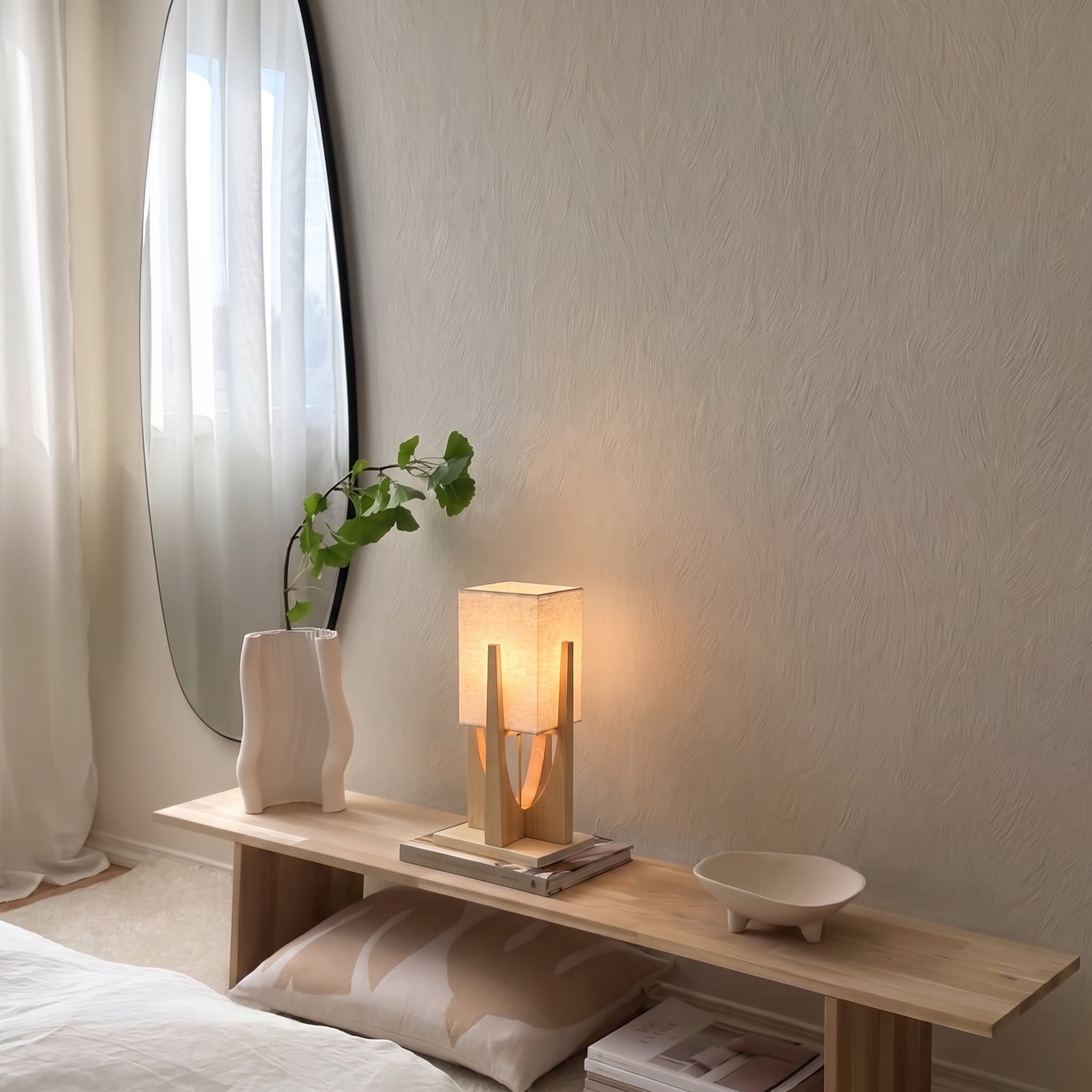 Lampadaire japonais de style Wabi-Sabi