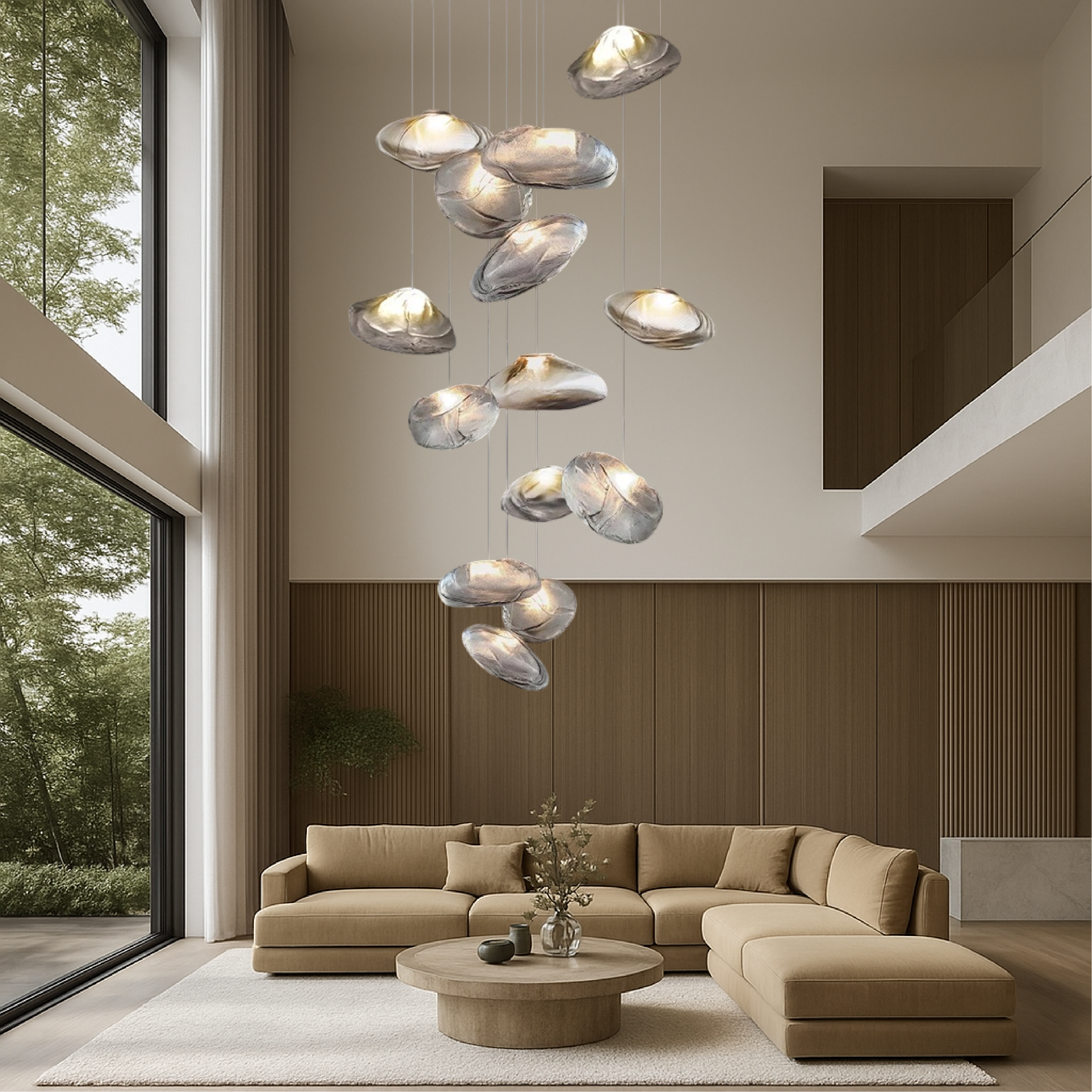 Lustre nordique en verre pour villa