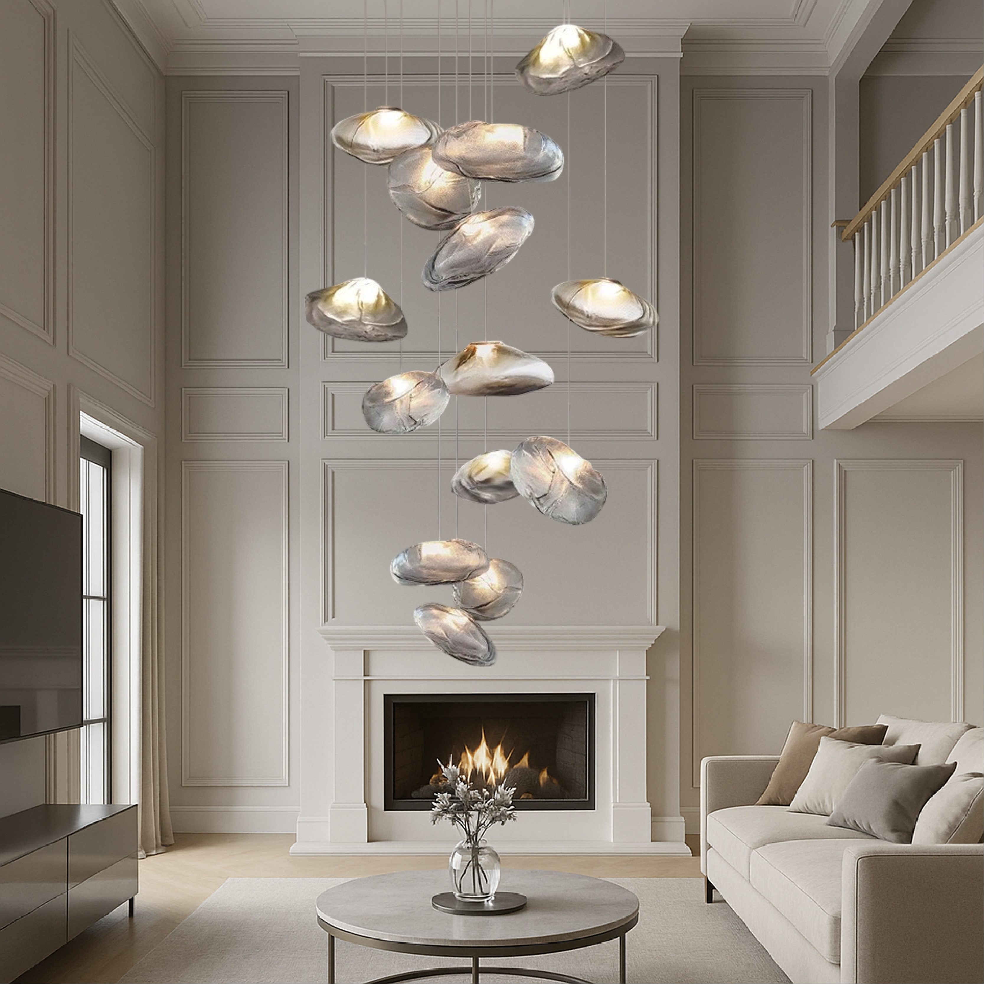 Lustre nordique en verre pour villa