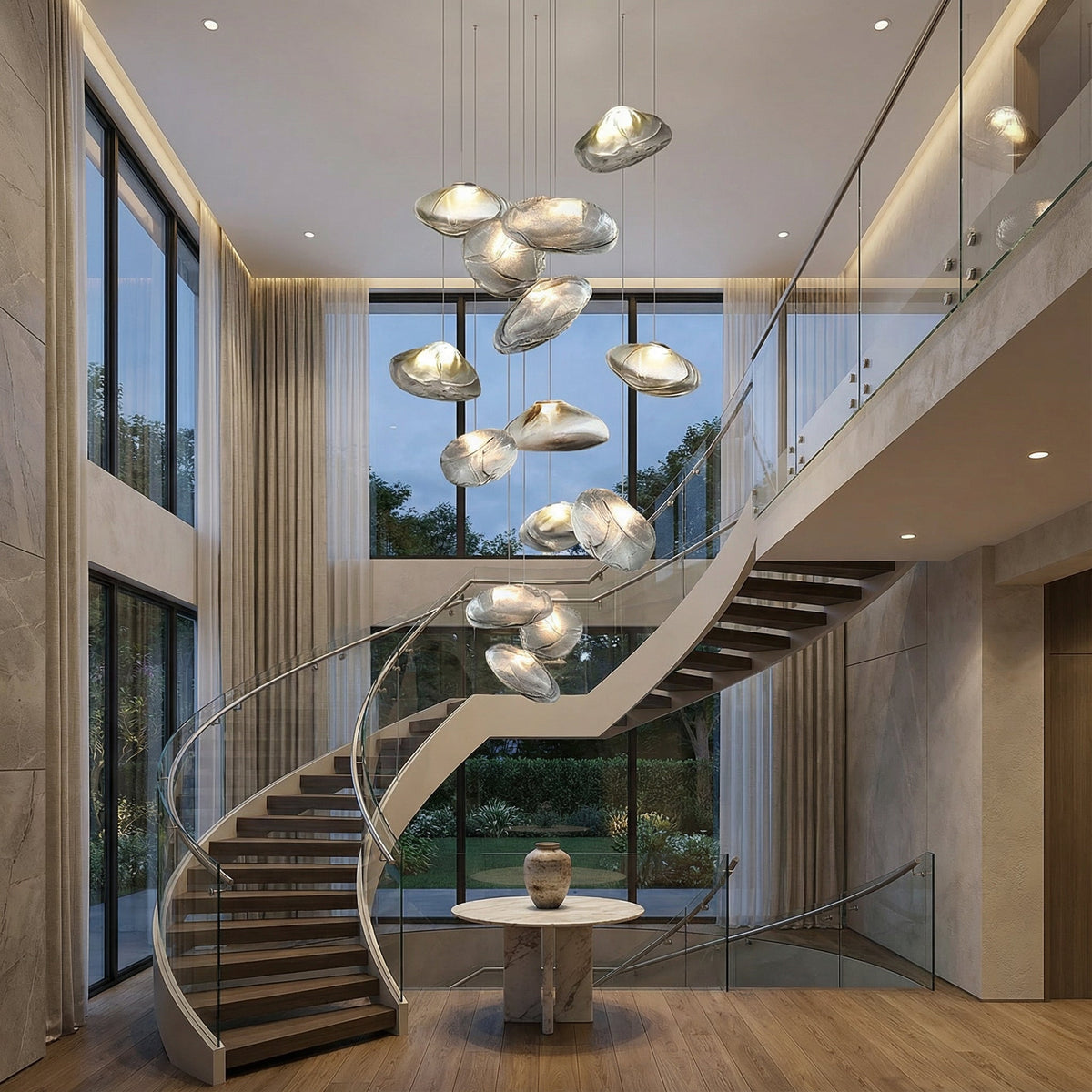 Lustre nordique en verre pour villa