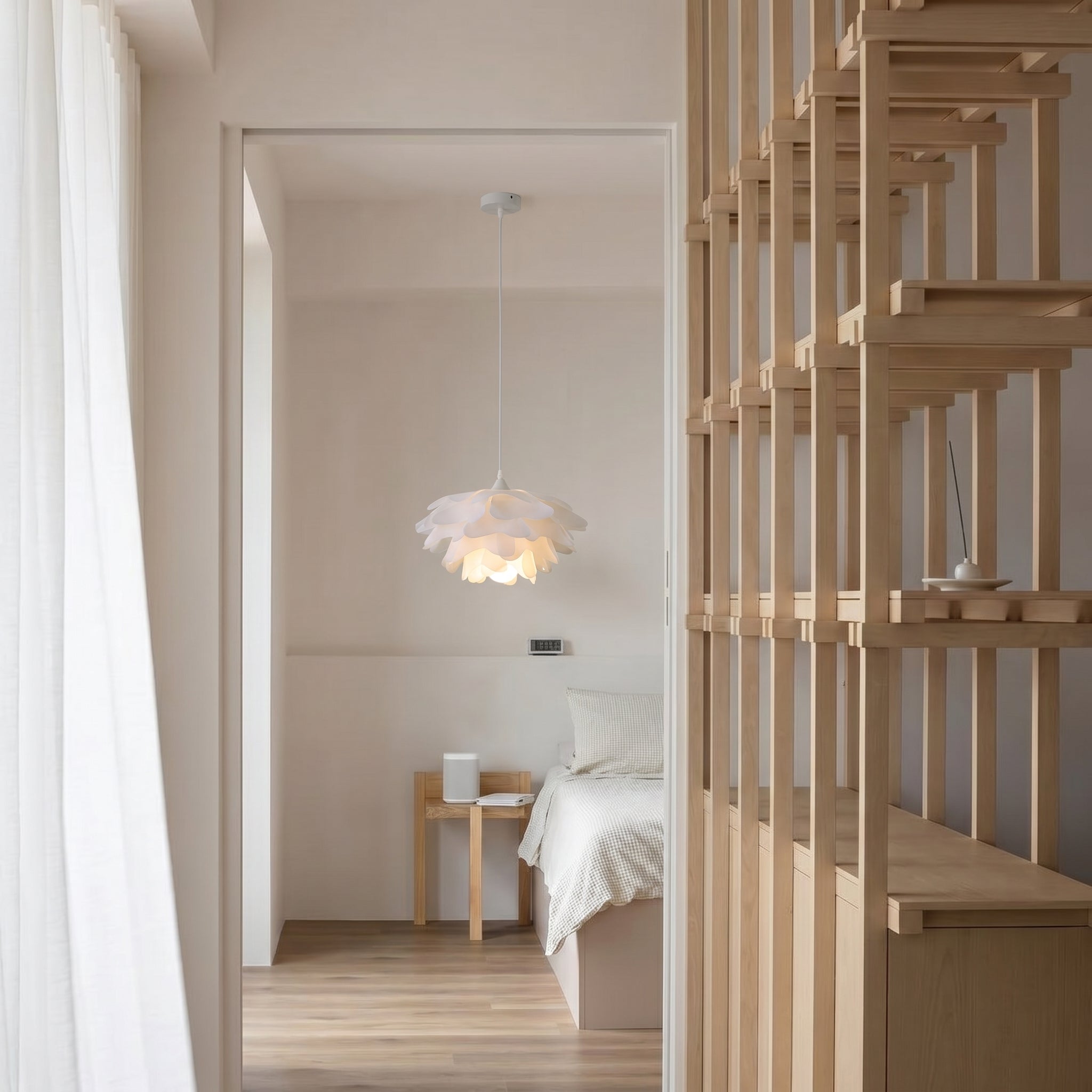 Suspension Pivoine en terre cuite