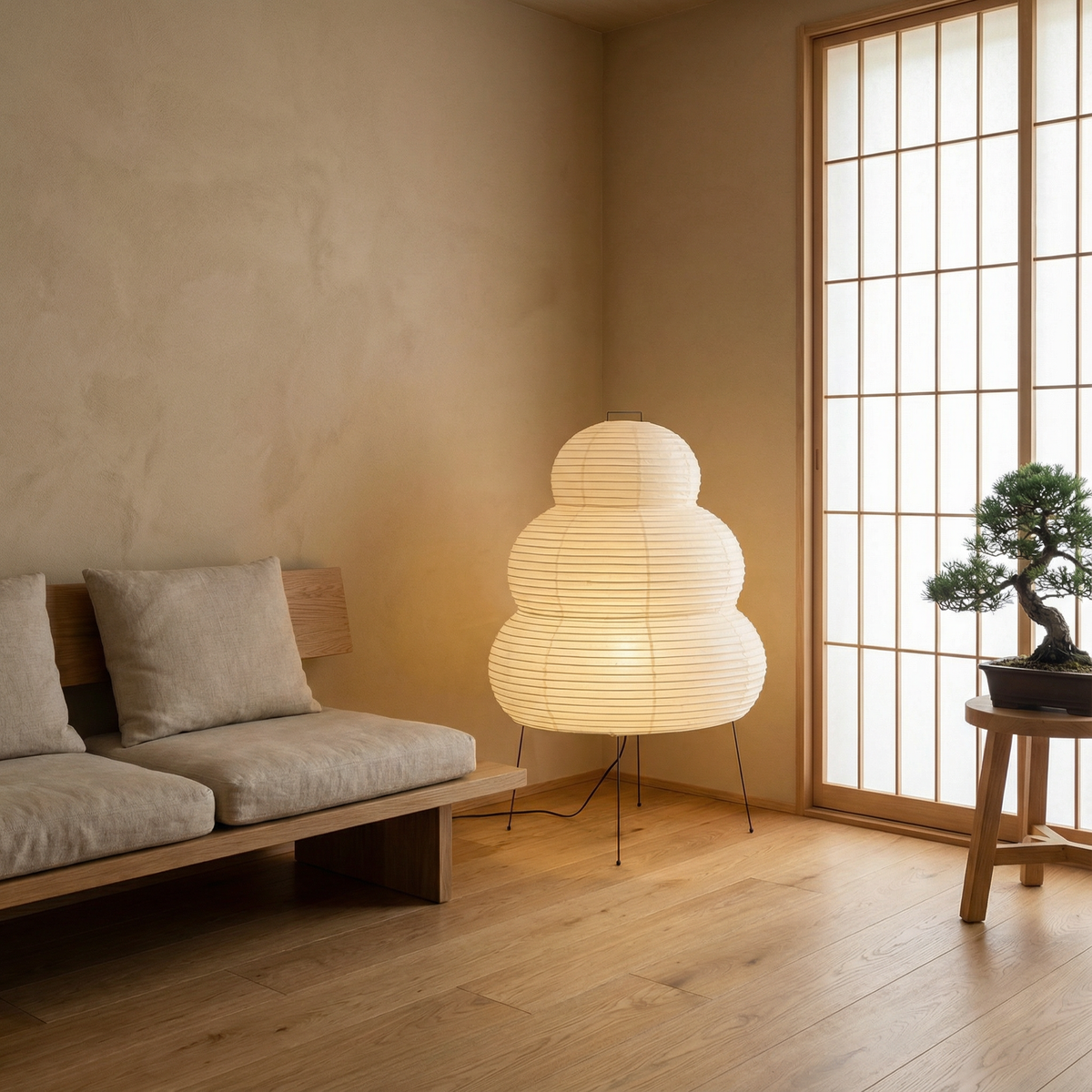 Rice paper floor lamp