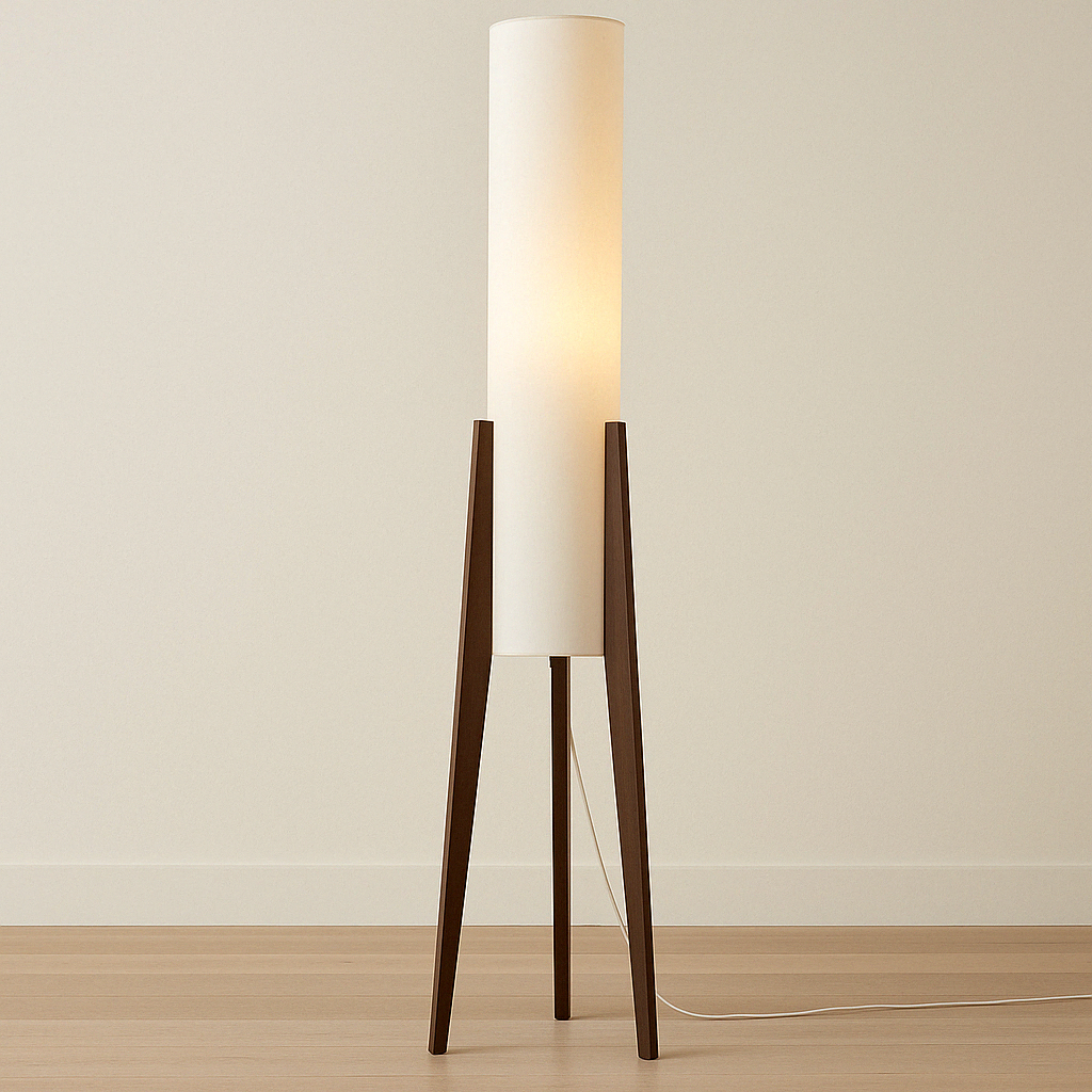 Lampe sur pied en noyer massif