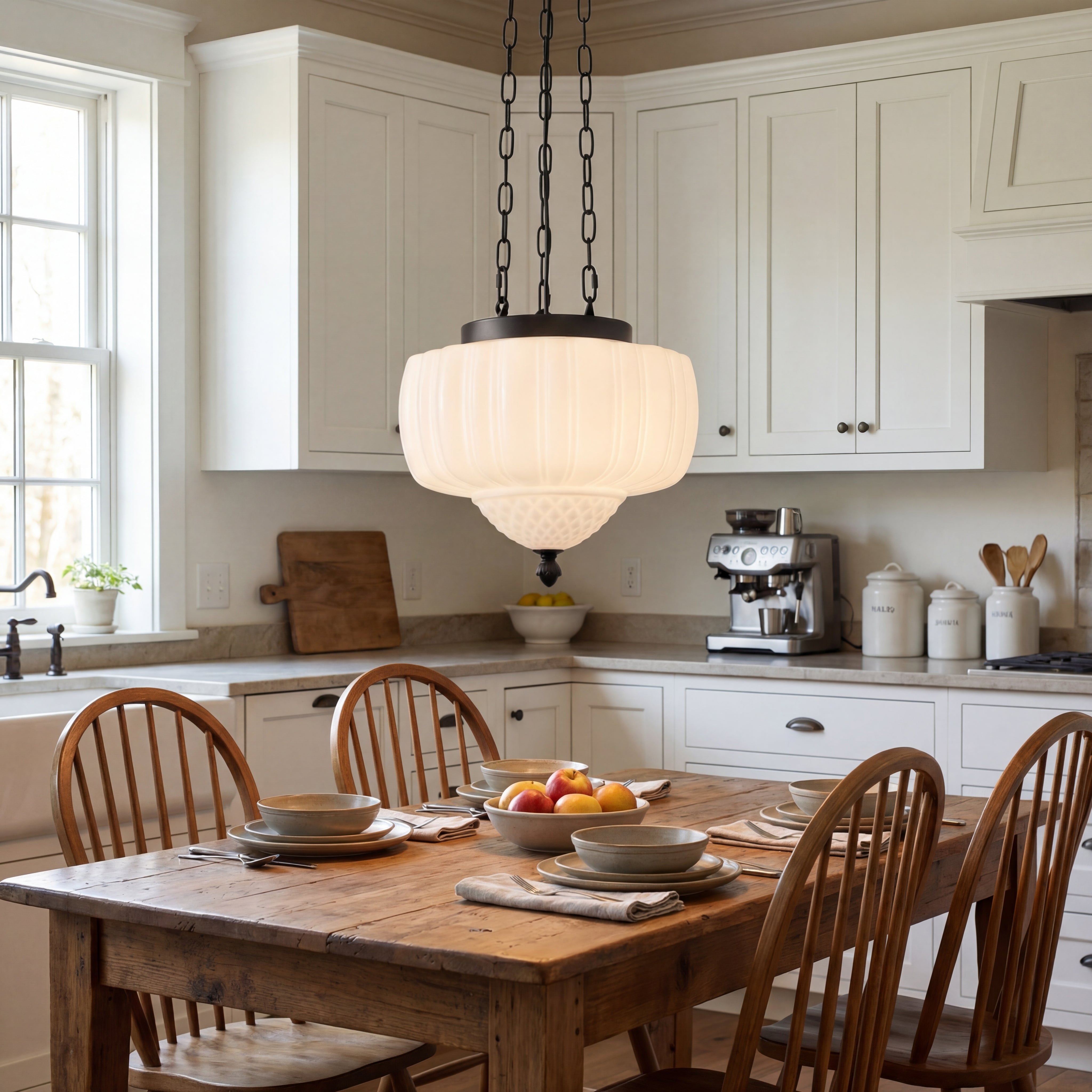 Suspension vintage blanc laiteux