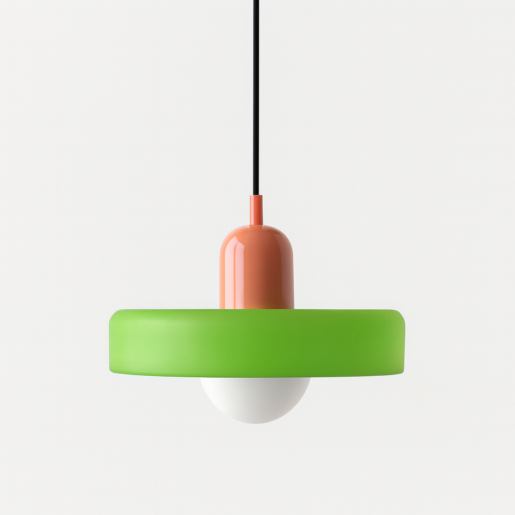 Suspension Bauhaus en verre coloré