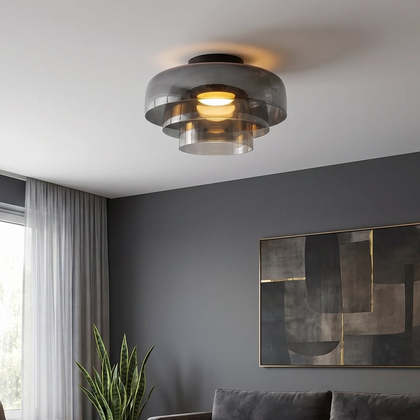 Plafonnier nordique Bauhaus en verre superposé