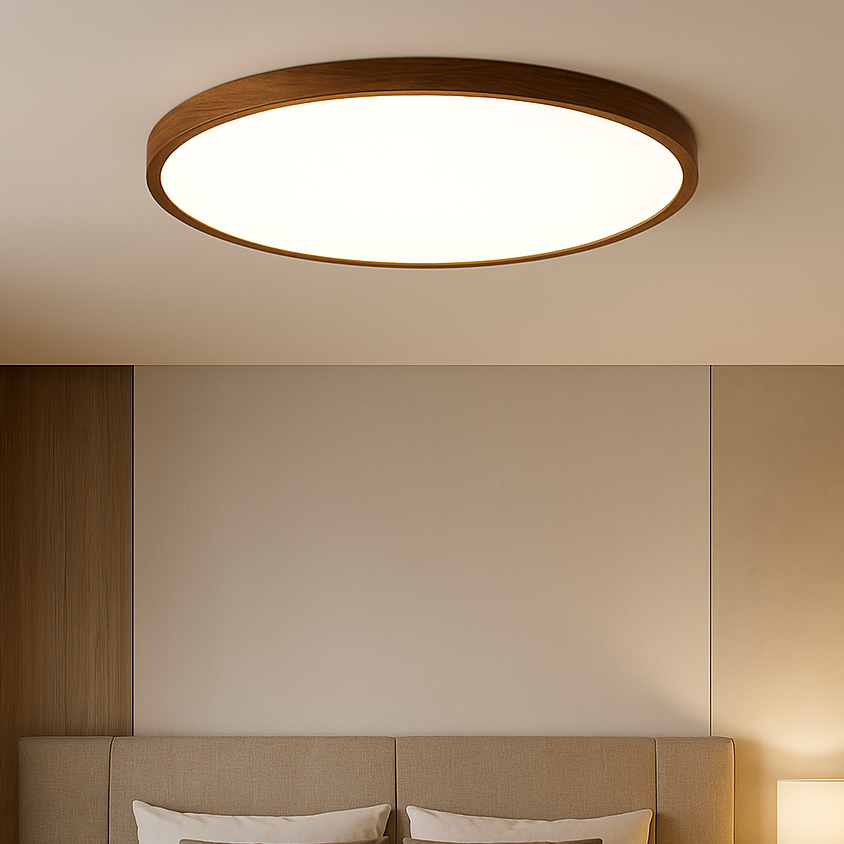Plafonnier effet bois foncé
