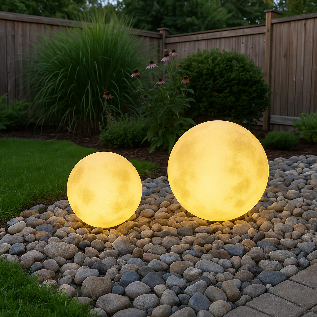 Lampe solaire de jardin en forme de lune