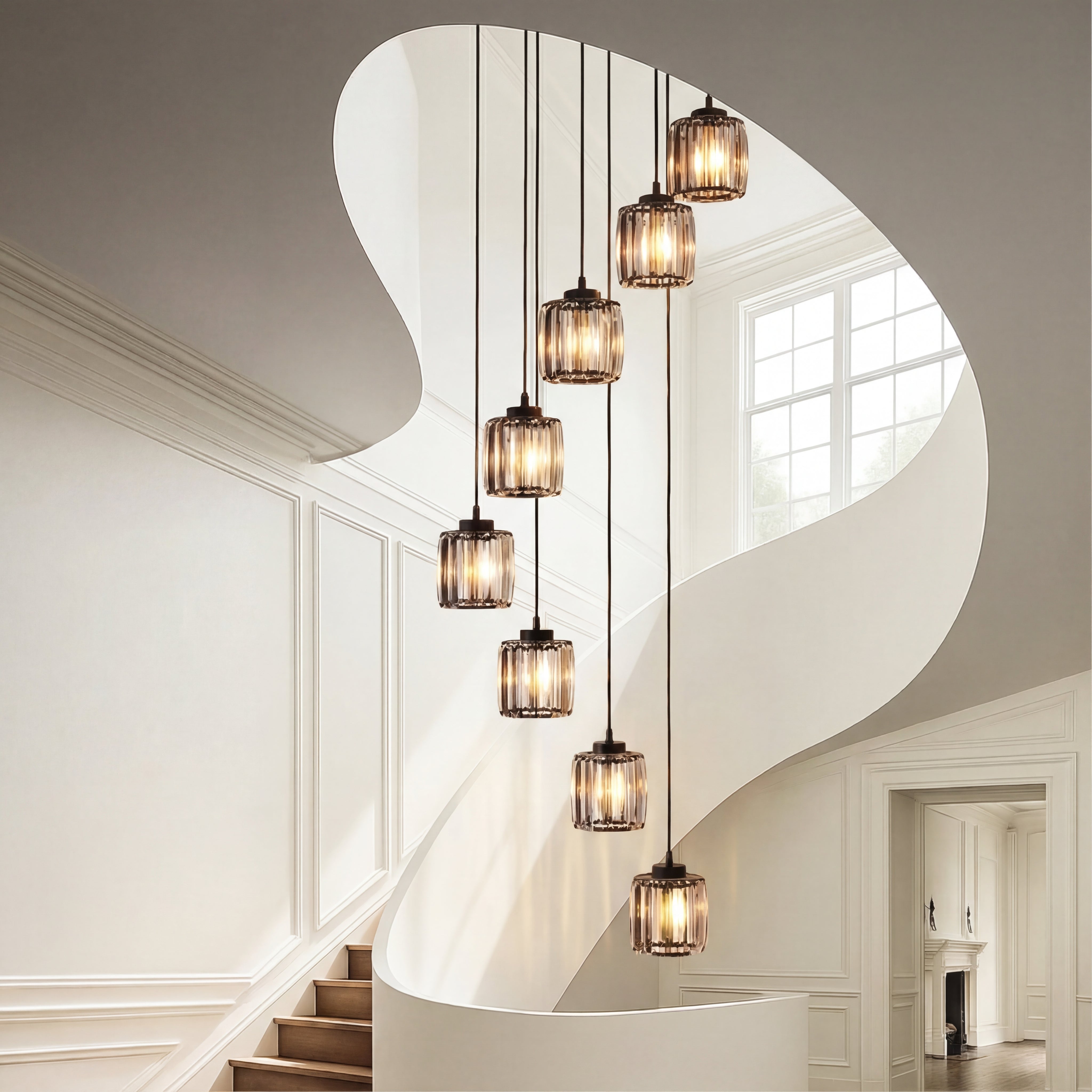 Lustre d’escalier Ida en cristal