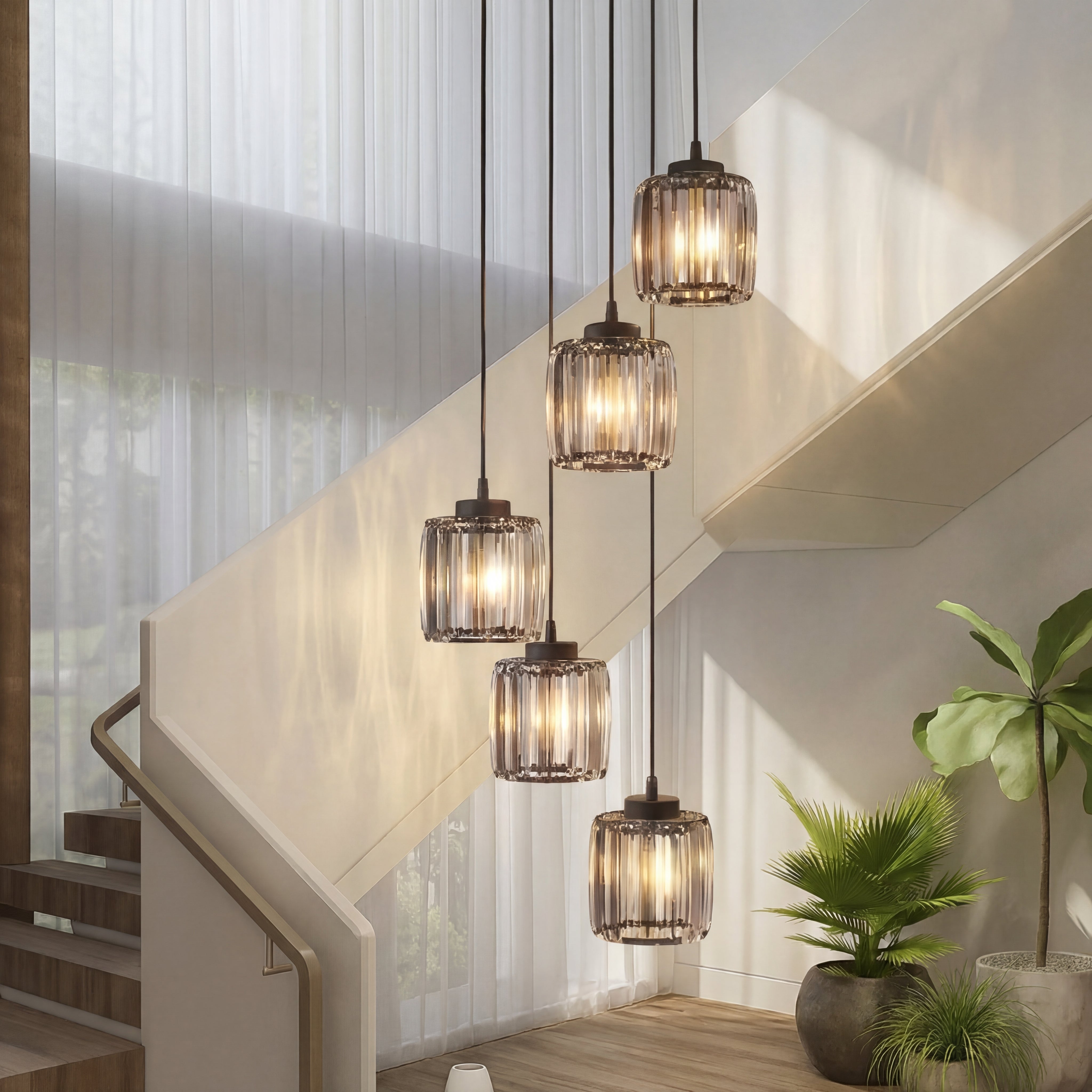 Lustre d’escalier Ida en cristal