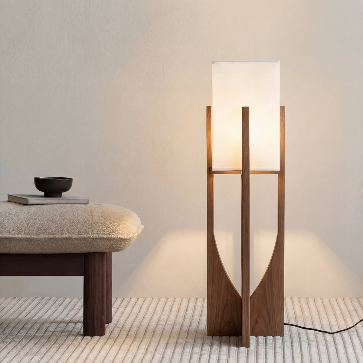 Lampadaire japonais de style Wabi-Sabi