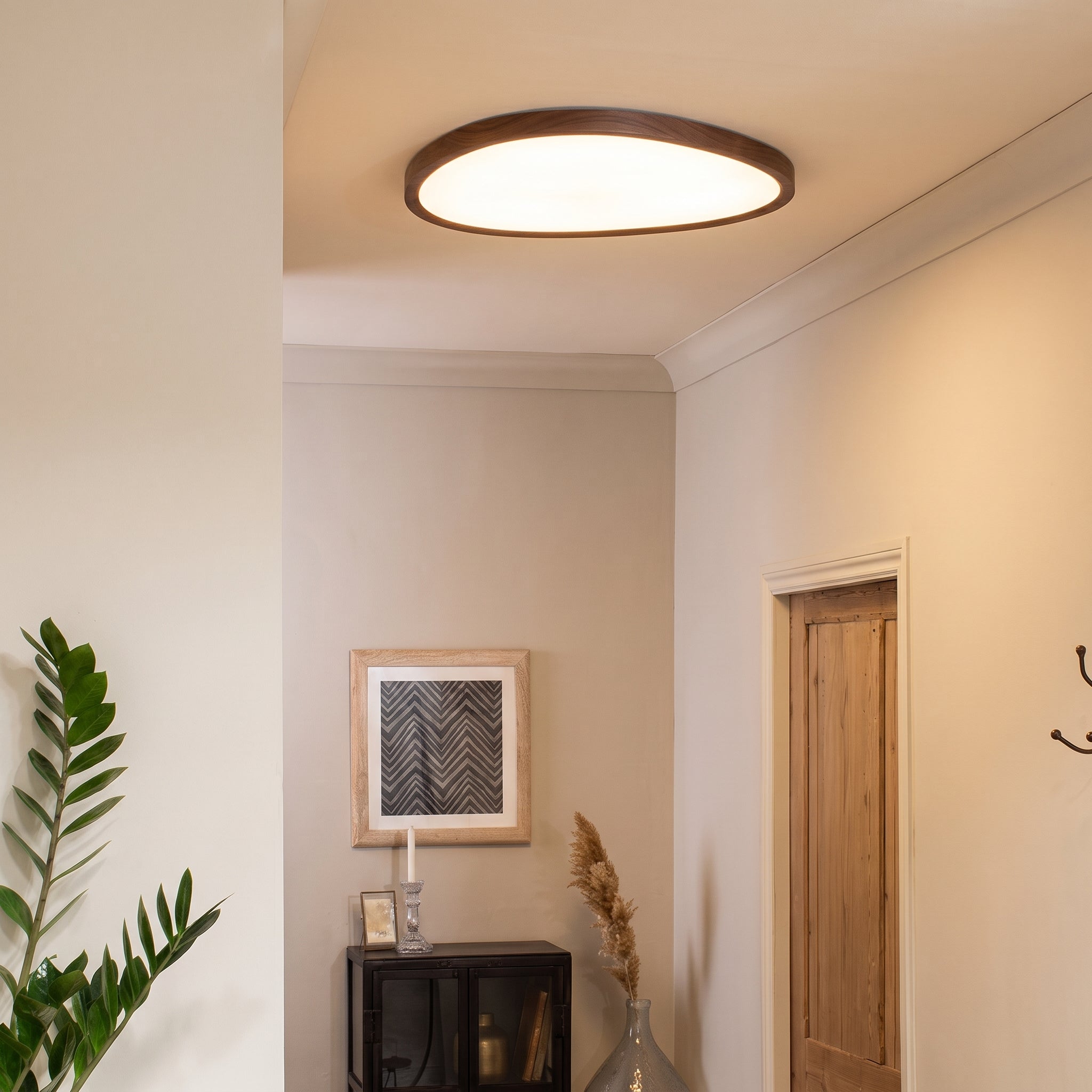 Plafonnier ultra-fin en bois foncé