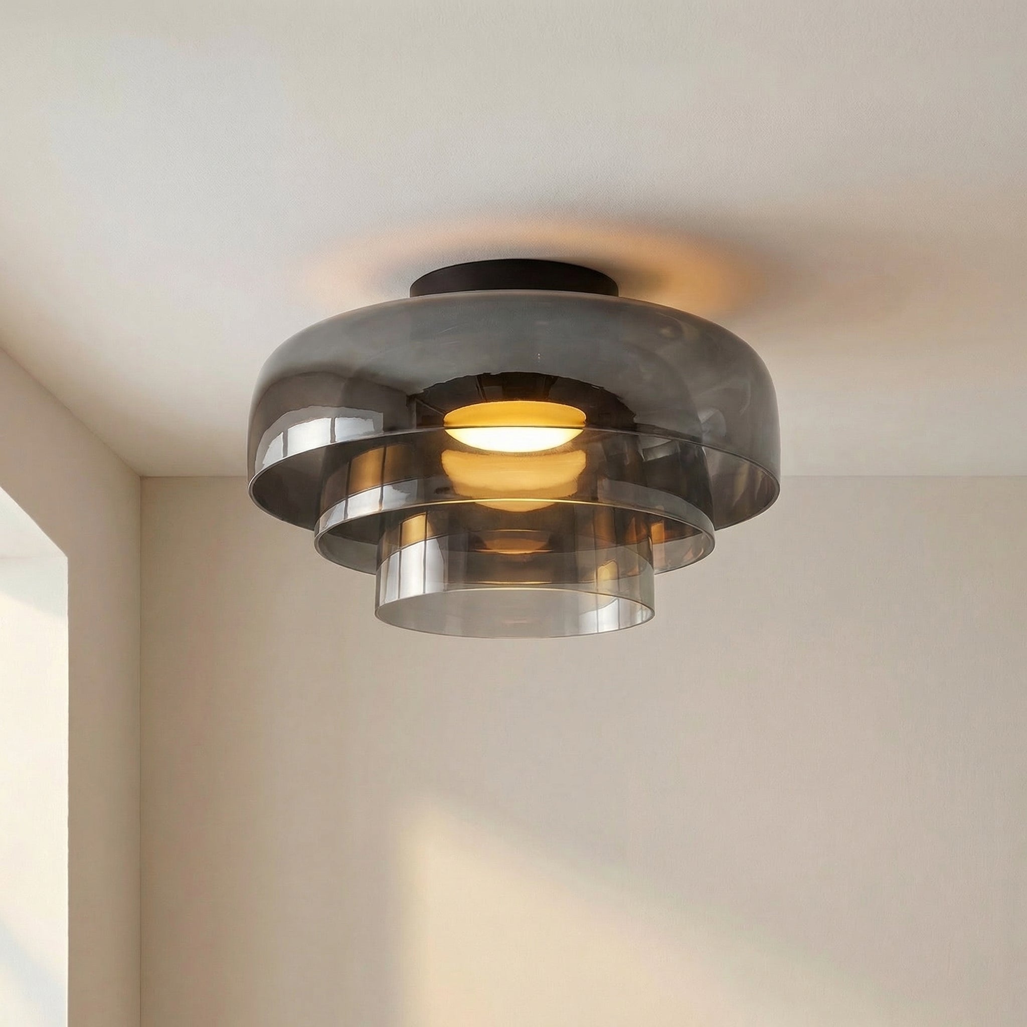 Plafonnier nordique Bauhaus en verre superposé