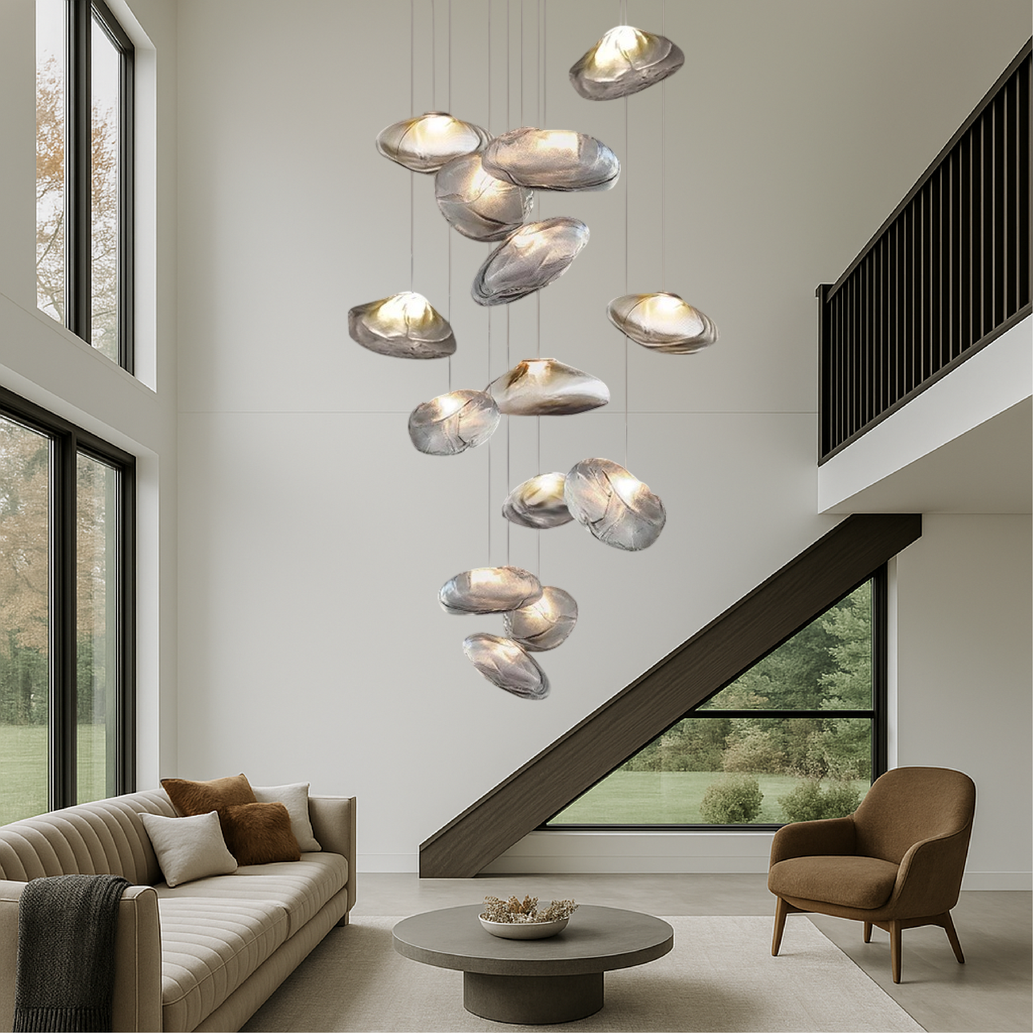 Lustre nordique en verre pour villa