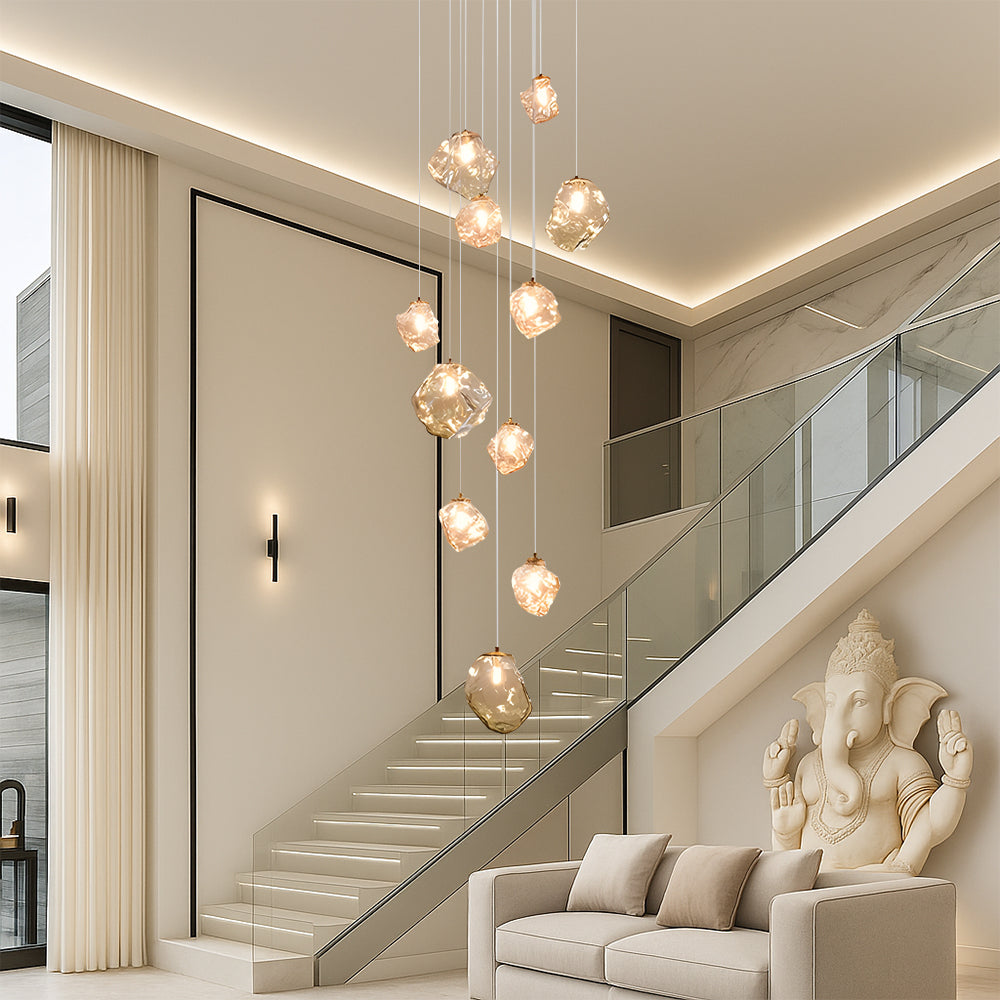 Lustre d’escalier nordique pour villa