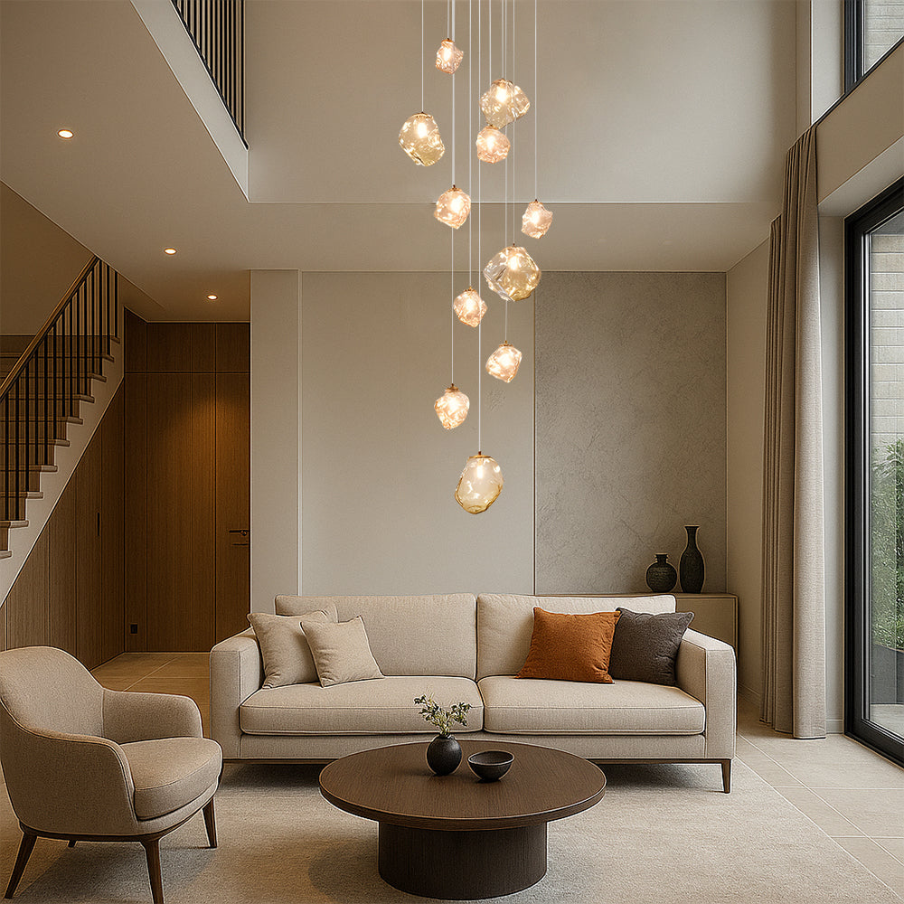 Lustre d’escalier nordique pour villa
