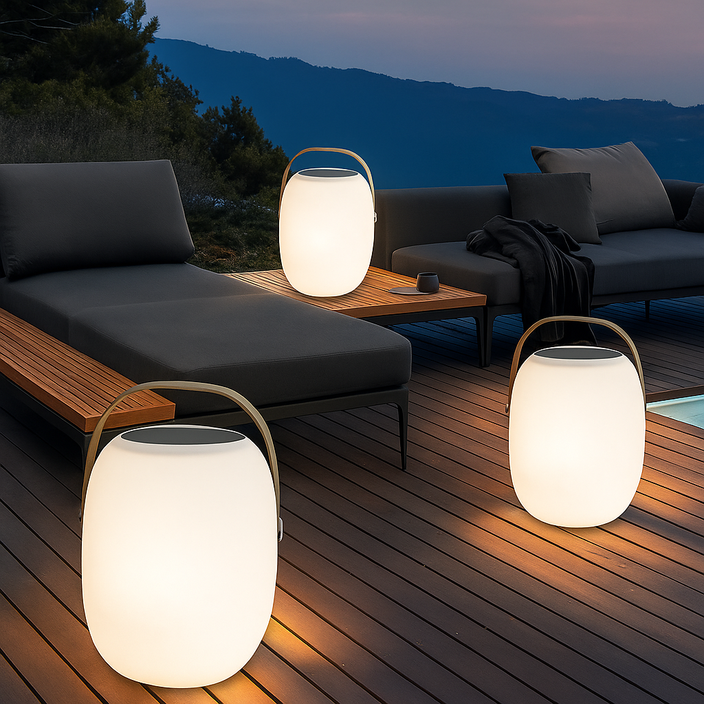 Lampe solaire portable pour terrasse