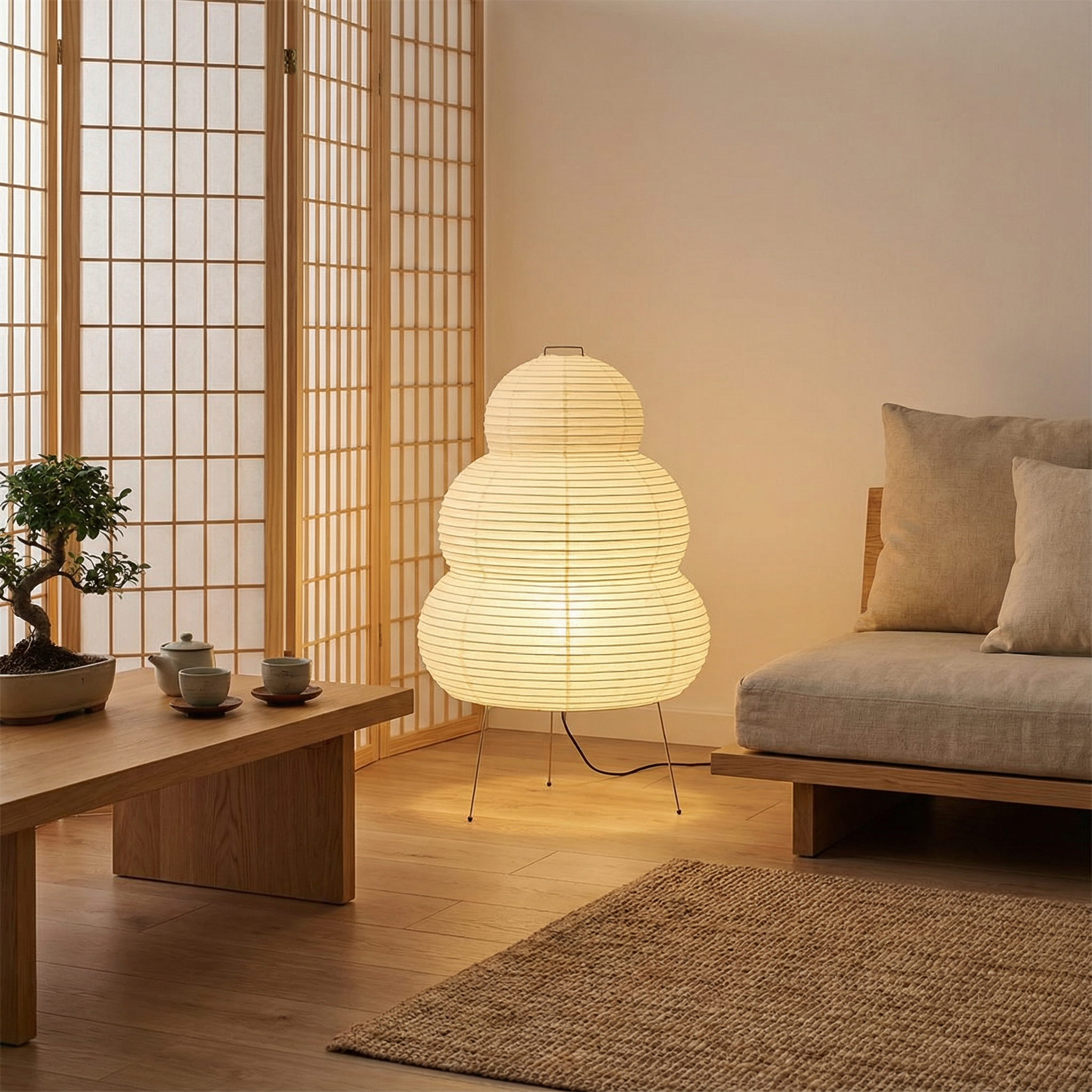 Rice paper floor lamp
