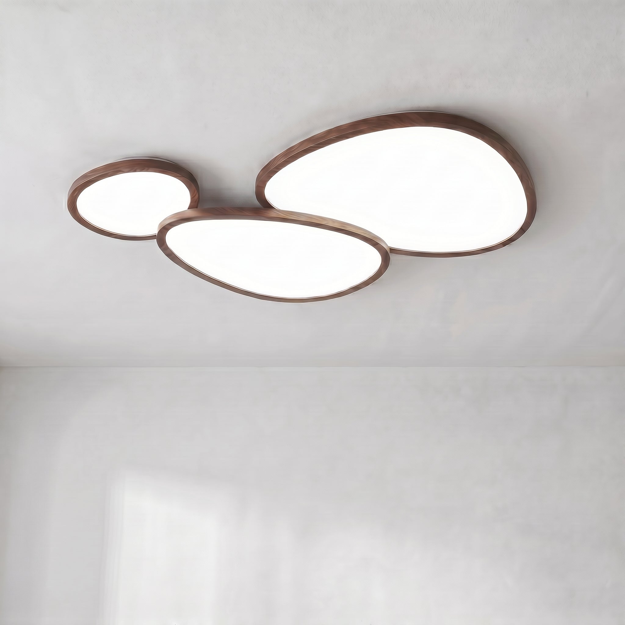 Plafonnier ultra-fin en bois foncé