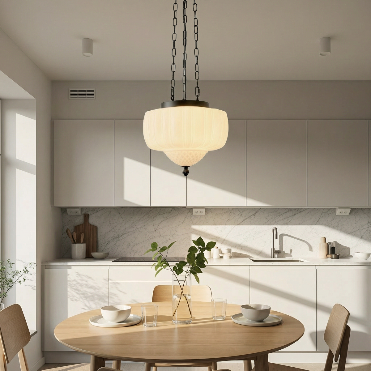 Suspension vintage blanc laiteux