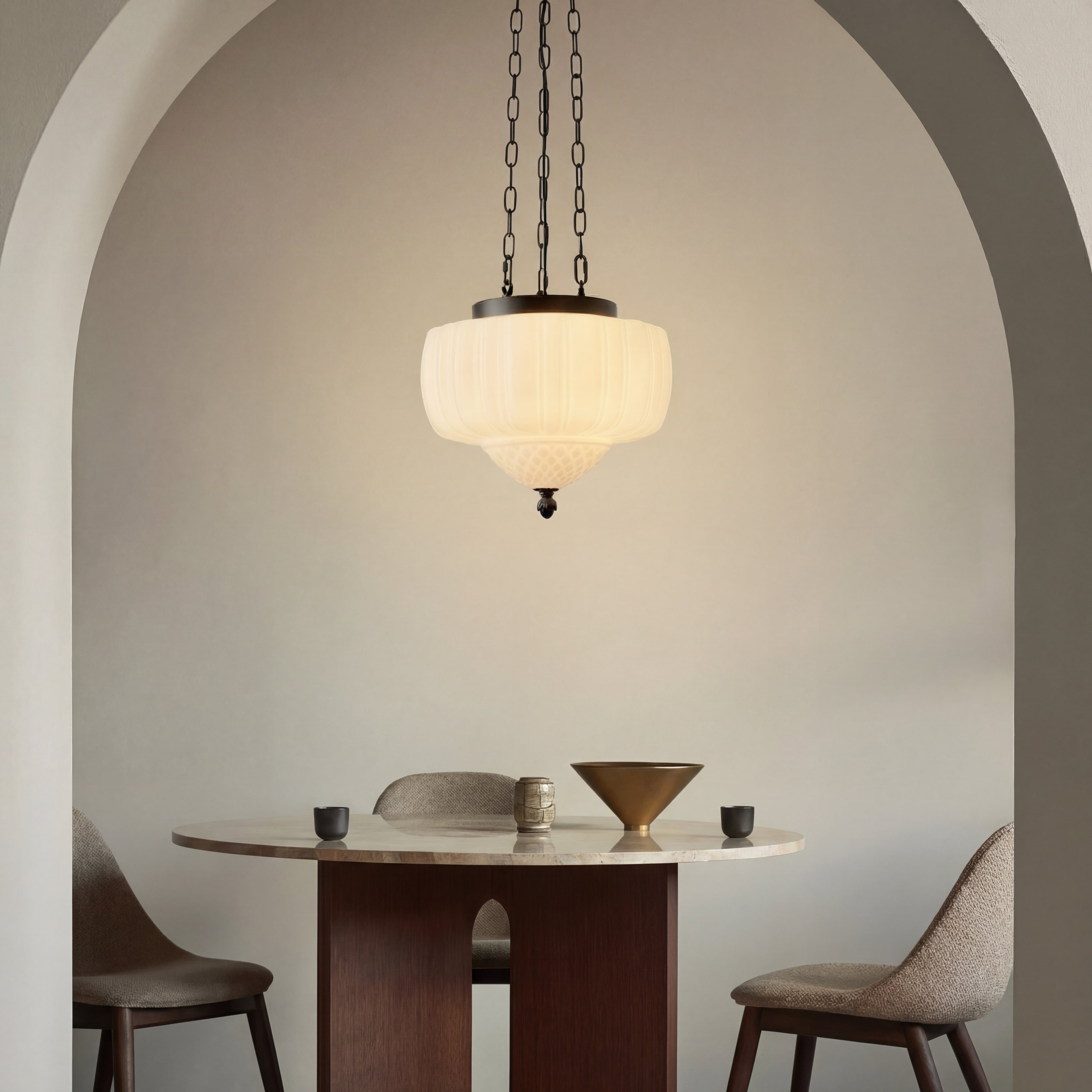 Suspension vintage blanc laiteux