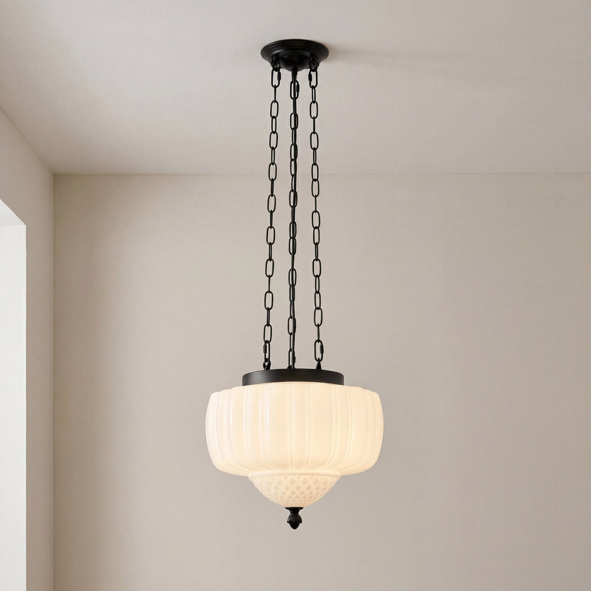Suspension vintage blanc laiteux